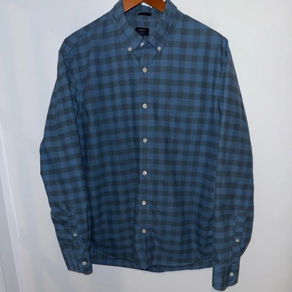 👔 J.Crew Slim Fit Blue Buffalo Check Oxford Shirt XL